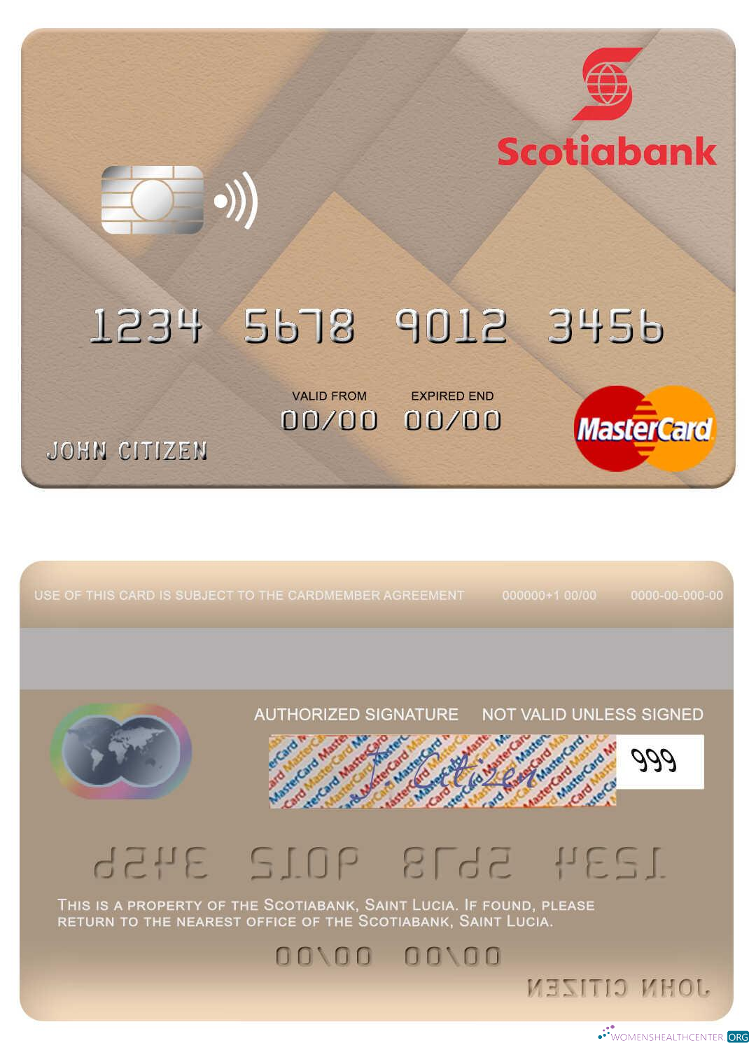 Download Saint Lucia Scotiabank mastercard Photoshop template